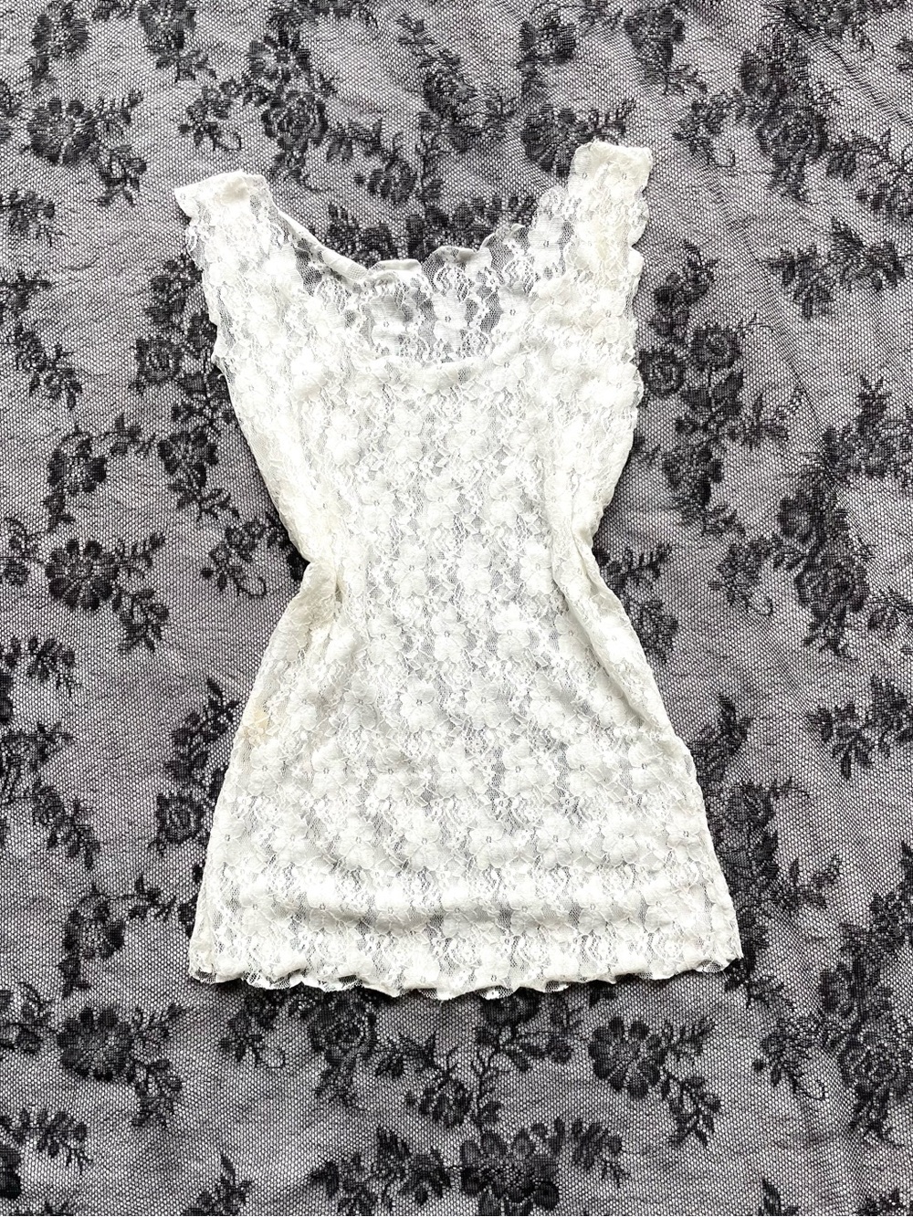 White Lace Sheer Scoop Neck Tank Top